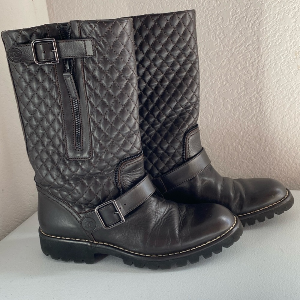 Chanel Quilted Biker Boot